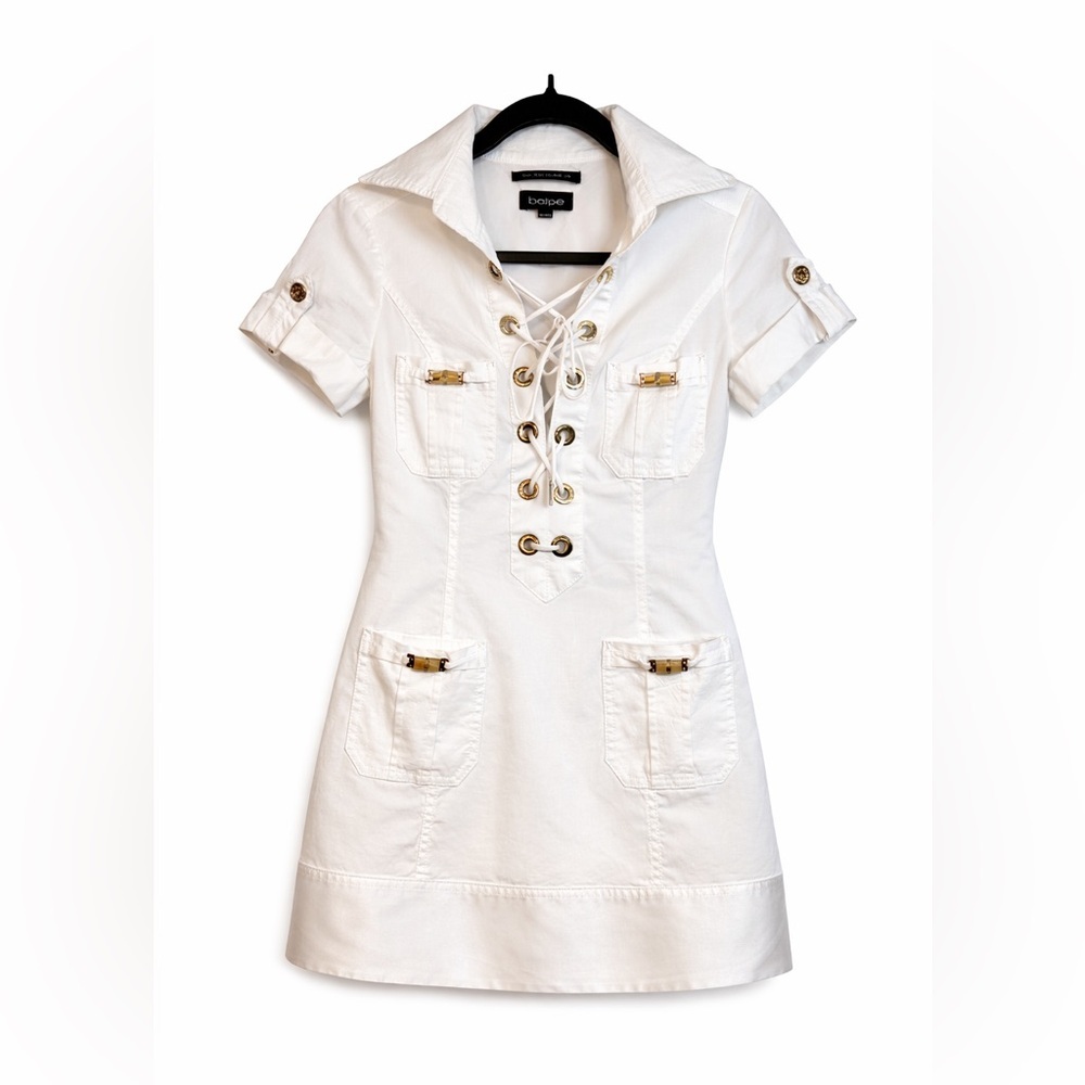 Y2K Bebe Lace-Up White Women's Dress Size 00